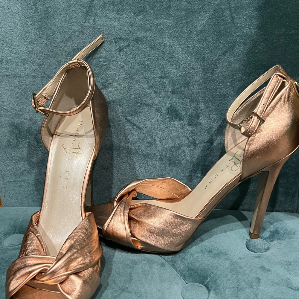 Ivanka Trump Rose Gold Tie Front heels